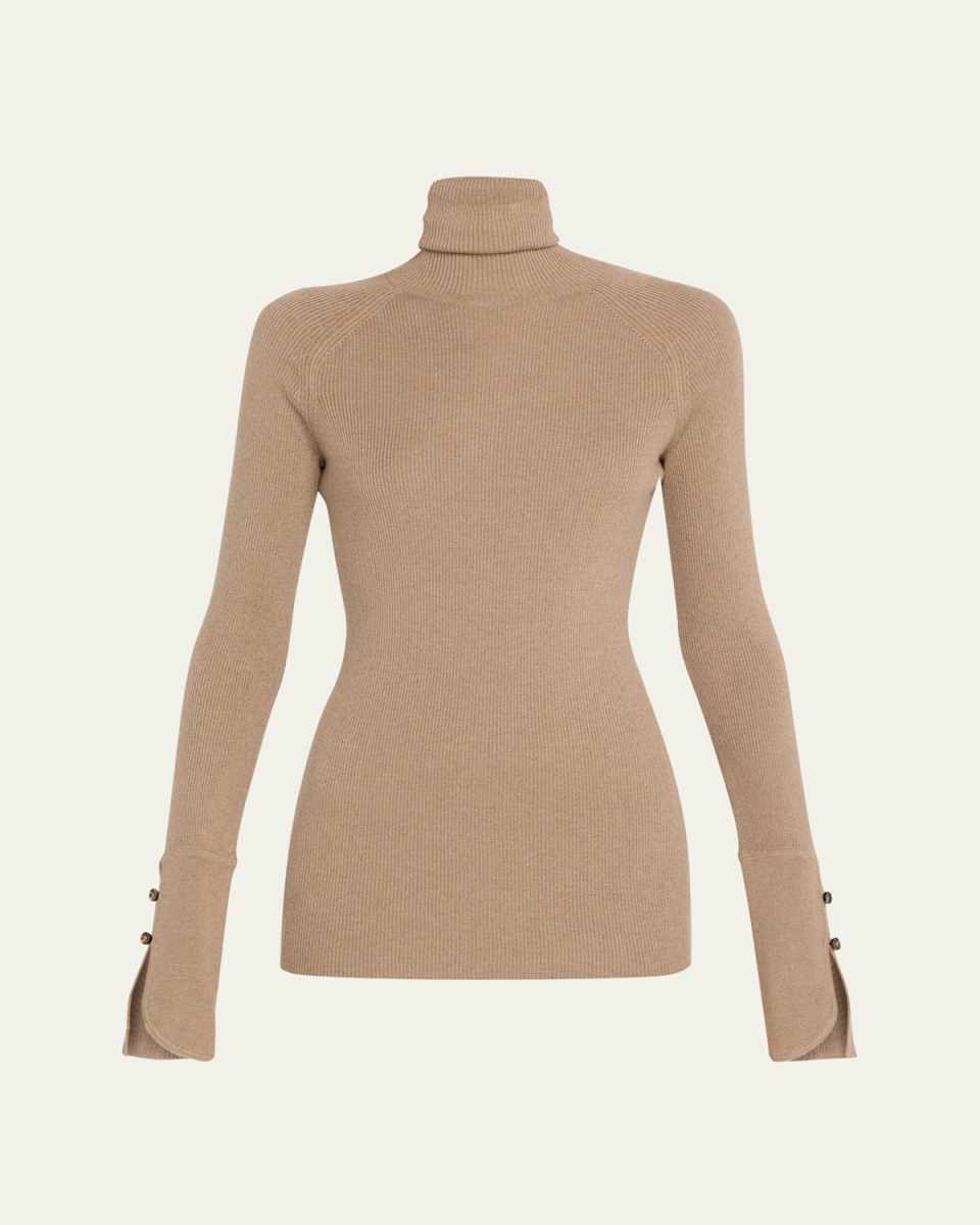 Belle Ribbed Silk Cashmere Turtleneck